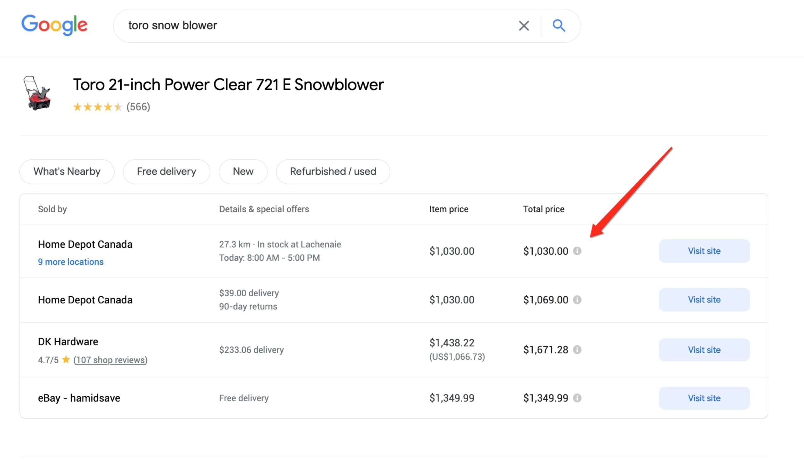 google price comparison 